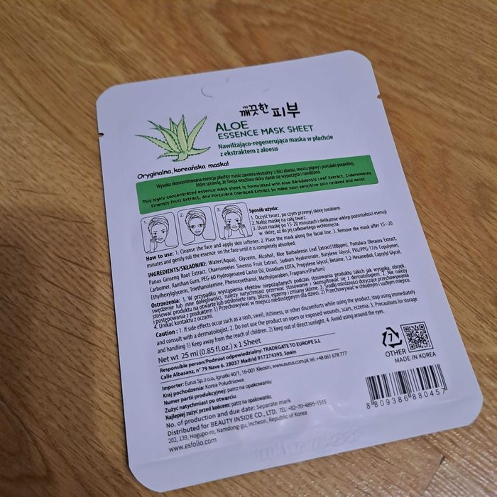 Nawilżająca Maska w Płachcie do Twarzy z Aloesem - 25 ml