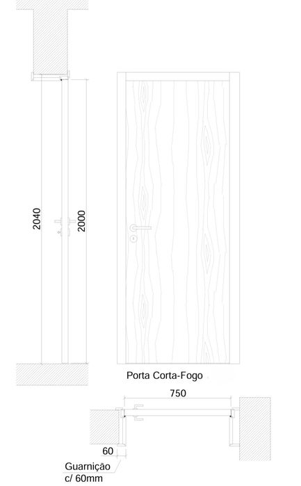 Porta corta fogo revestimento a sucupira