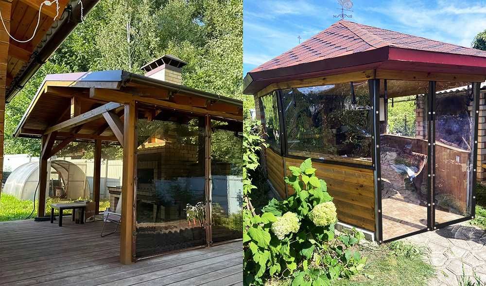 Прозрачные ПВХ тенты для беседки, веранды, террасы. Мягкие стекла,окна