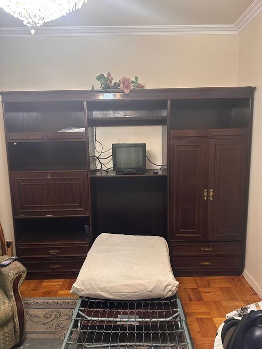 Móvel de Sala em Madeira com Cama Dobrável – Bom Estado