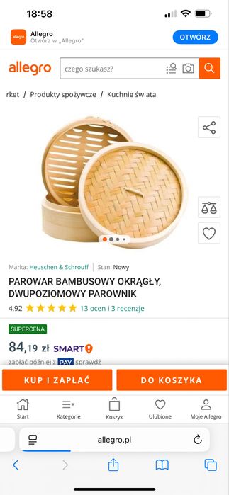 Parowar bambusowy dwupoziomowy , talerz !! Bdb stan !!