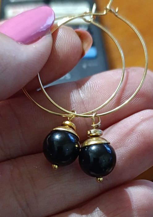 Kolczyki z obsydianu,nowe bez metki