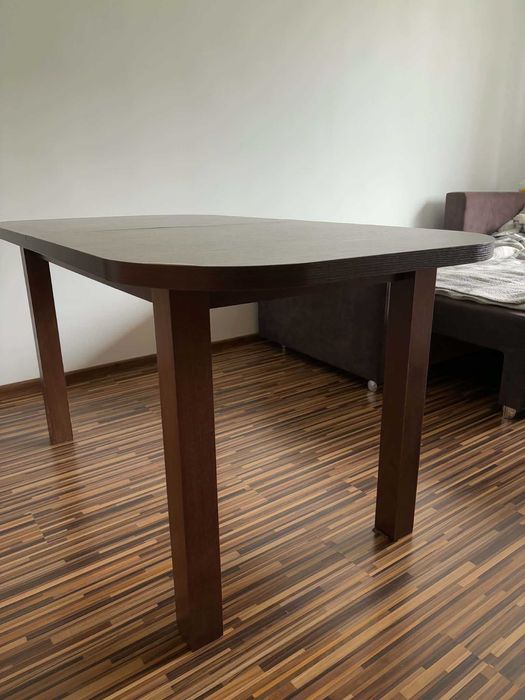 Stól drewniany rozkładany 150/190 x 80cm + komplet 6 krzeseł