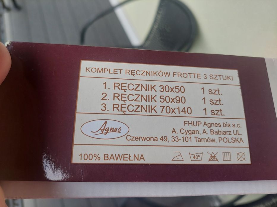 Komplet ręczników frotte Agnes 3 szt
