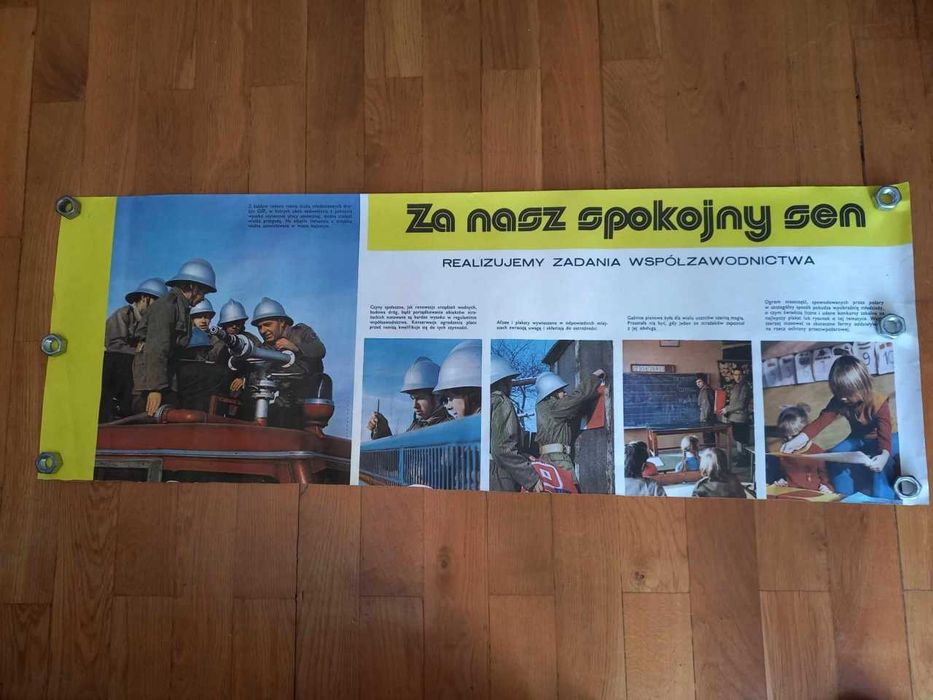 PRL lata 70-te plakat Za nasz spokojny sen . O S P  rzadkość !
