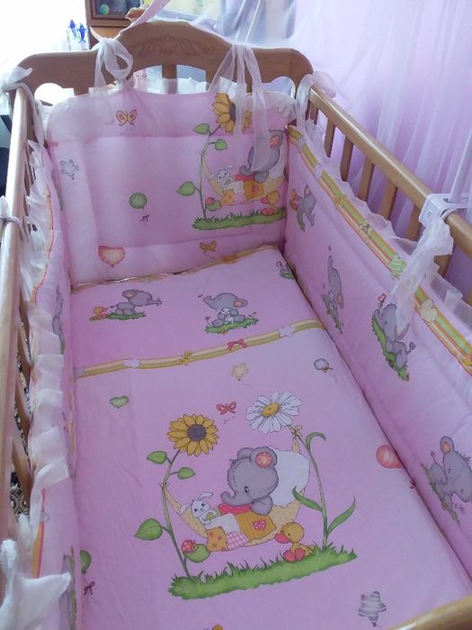 Постіль дитяча в ліжечко,бортики,балдахін.