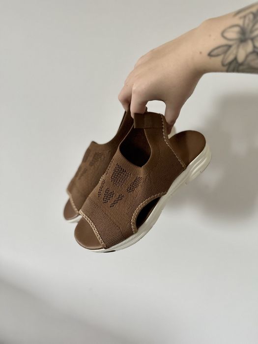 Buty sandały elastyczne wygodne piankowe brązowe na lato