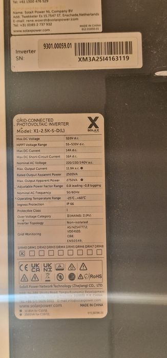 Inversor Solar SolaX X1 2.5kW – Monofásico – IP66