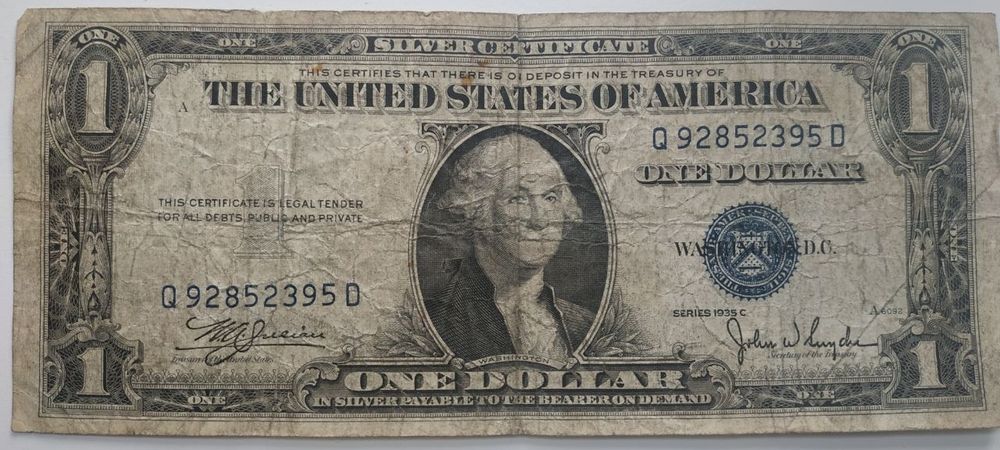 Раритетная купюра Один доллар 1935 г.в. Синий доллар