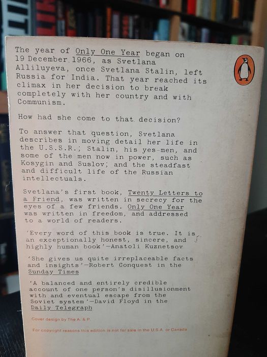 Svetlana Alliluyeva (Stalin's daughter) – Only One Year: A Memoir