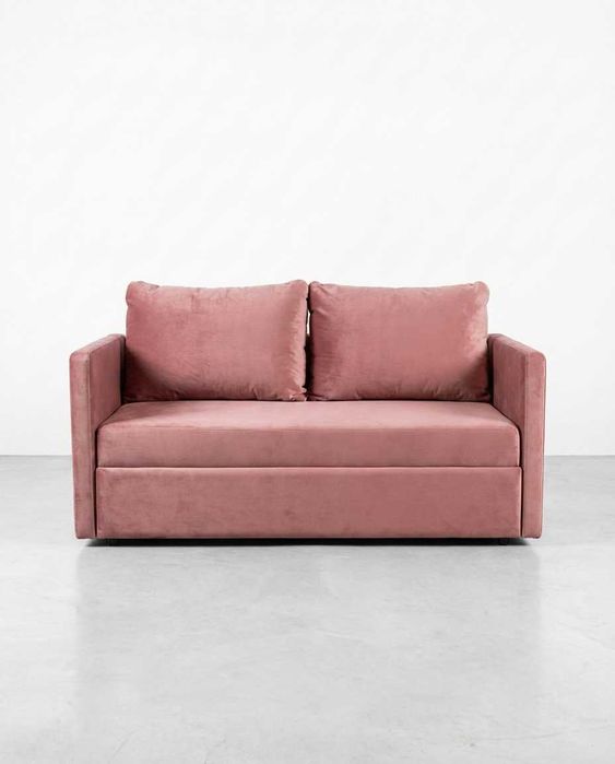Sofá-Cama 2 Lugares Veludo Rosa — Porto