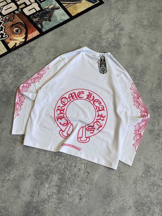 Білий Лонгслів Chrome Hearts з бірками (Хром Хартс)