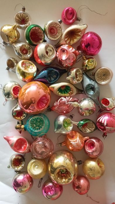 Елочные  игрушки  ссср  домики снеговик