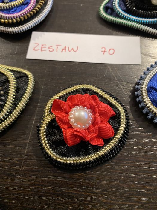 Broszki handmade z suwaków unikat zestaw 70