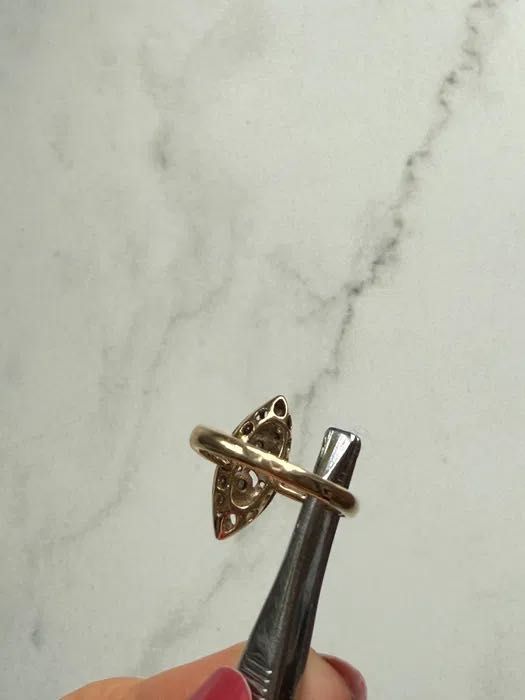 Zloty pierscionek z diamentami art deco antyk 585 Gold ring
