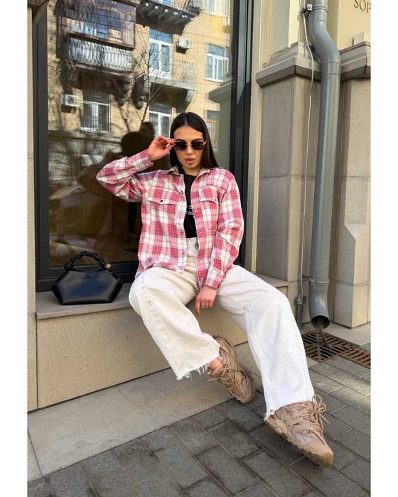 Koszula flanelowa damska w kratę oversize XS/S/M HIT 2026