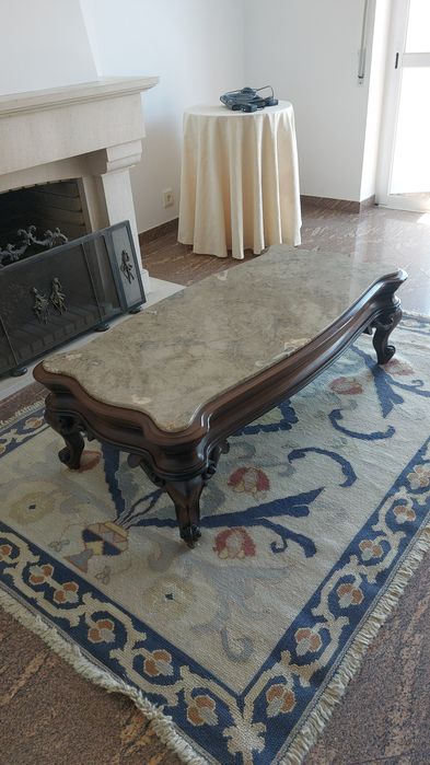 Mesa de centro madeira e mármore