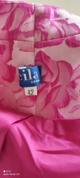 Różowy płaszcz elegancki, rękaw 3/4, Zeila donna, rozmiar L