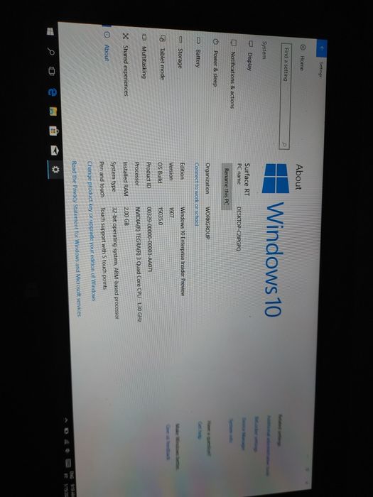 Surface RT com Windows 10 mobile.