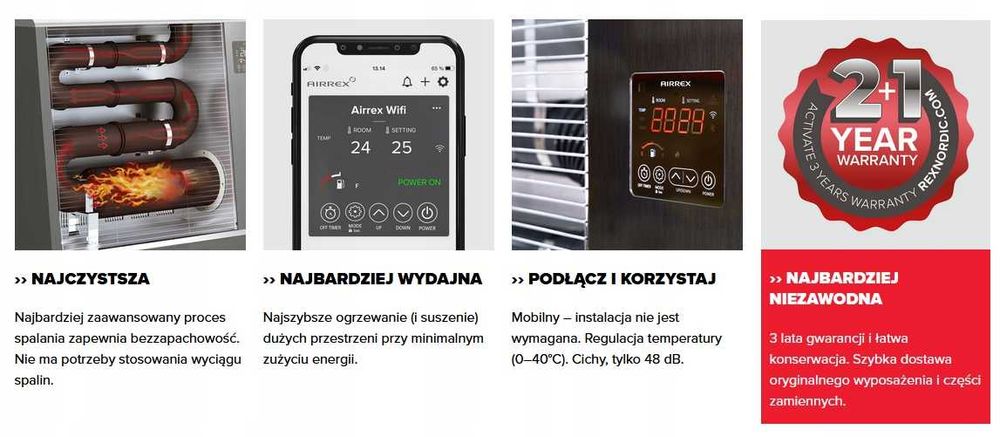 Nagrzewnica olejowa na podczerwień AIRREX AH-200i MOC 13KW WIFI PANEL