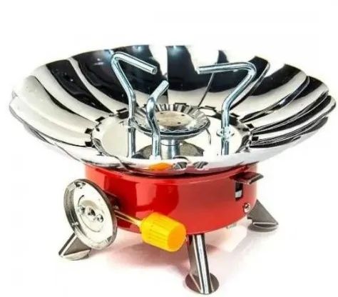 Портативная газовая печка с ветрозащитой