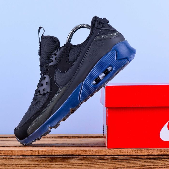 (2209) Акція! Кросівки Nike Air Max 90 чорні з синім (42-45) найк найки