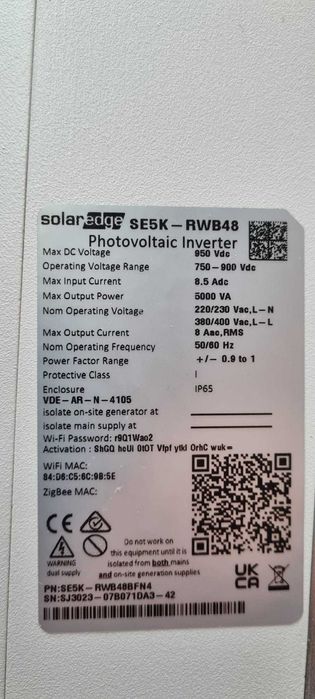Inversor SolarEdge S5k-RWB48BFN4 (Novo, 5kW)