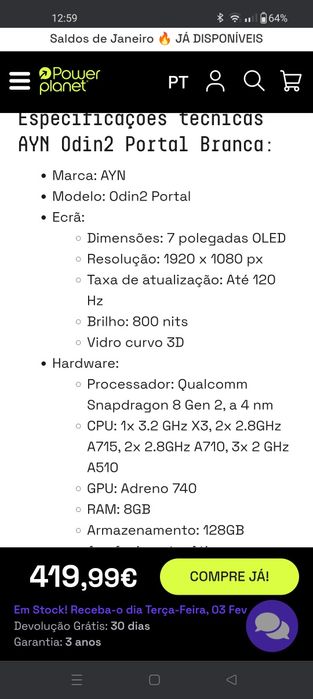 Vendo AYN Odin Portal 2