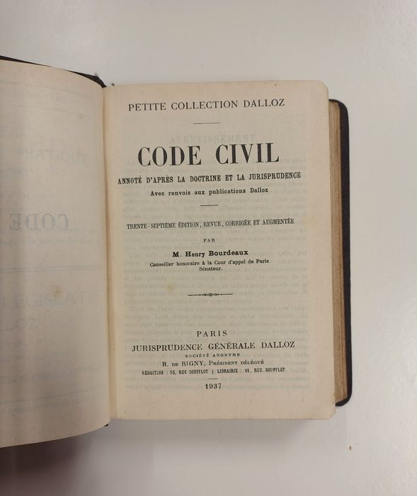 Code Civil (Petit Collection Dalloz), de 1937