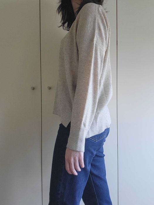 Blusa Beige com Brilho Dourado - lulu