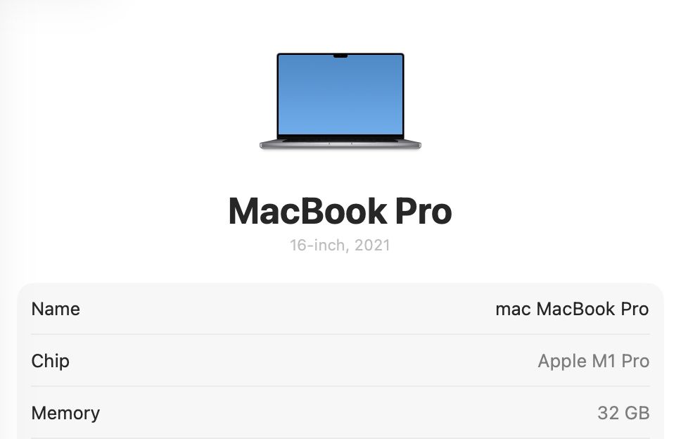MacBook Pro 16’ 2021 32GB RAM 16 GPU 512GB SSD 88%