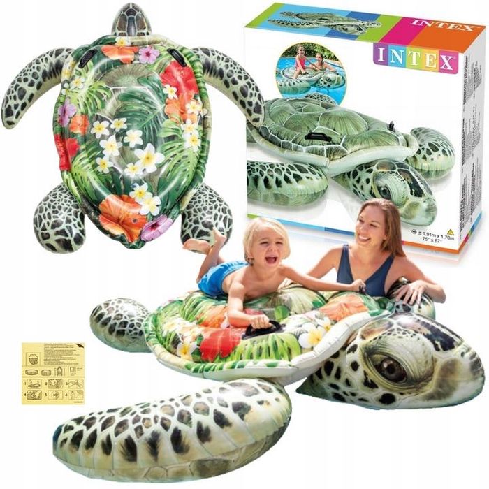 DMUCHANY MATERAC Żółw Morski do pływania dla dzieci INTEX ZIELONY