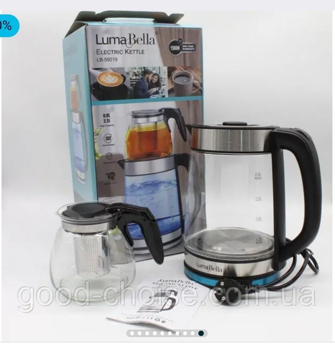 Єлектрочайник із заварником 2в1 luma Bella lB 59019