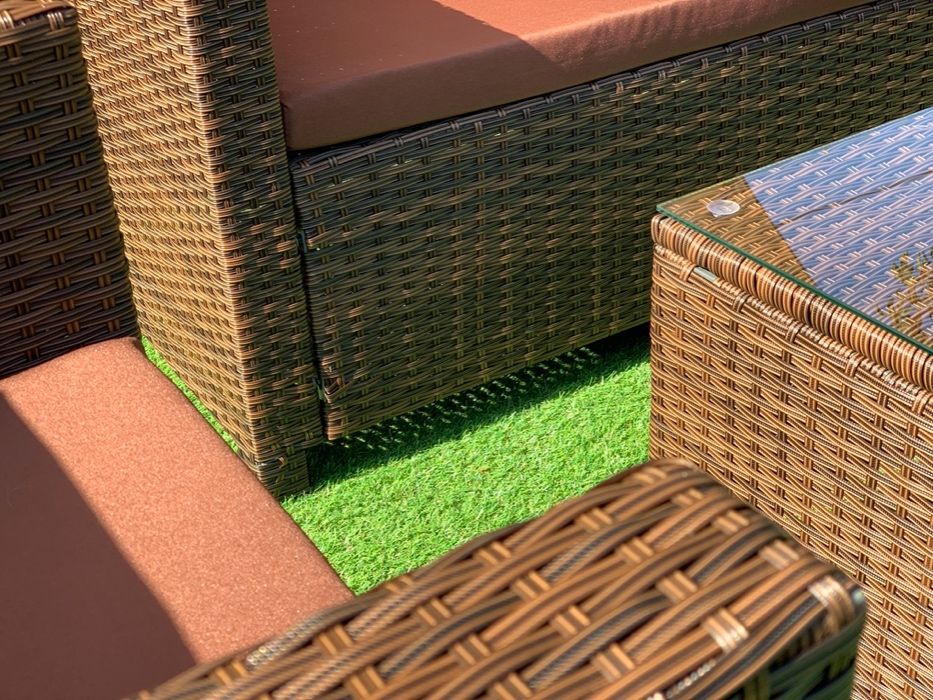 Nicea zestaw technorattan brąz sofa 2xfotel ława