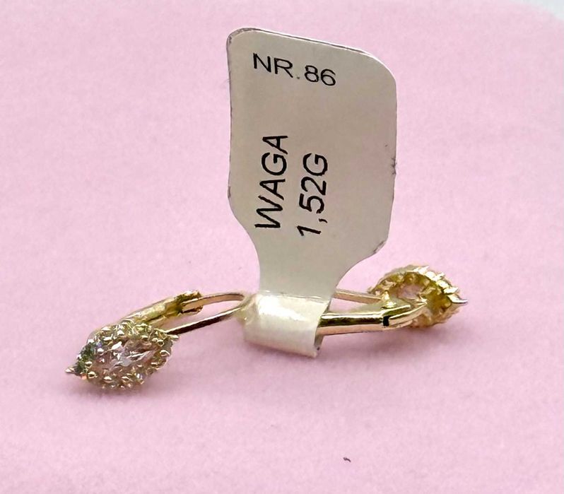 NOWE Złote Kolczyki W. 1.52g, P. 585, NR86 KRZY