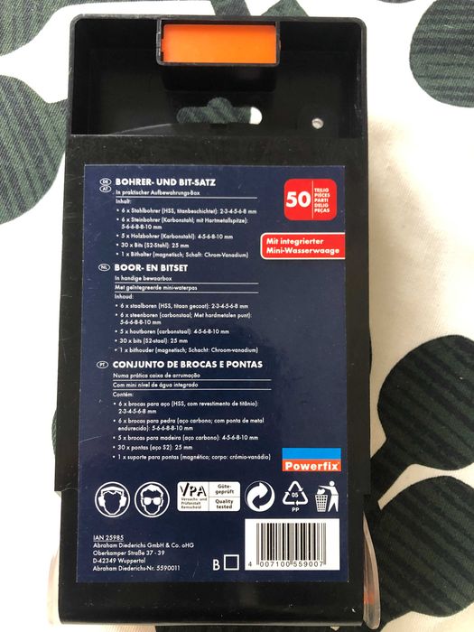 50-Piece Drill Bit and Bit Tip Set with Level – PowerFlix64551830421250124