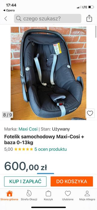 Fotelik dla dziecka Maxi Costi z bazą +siedzisko