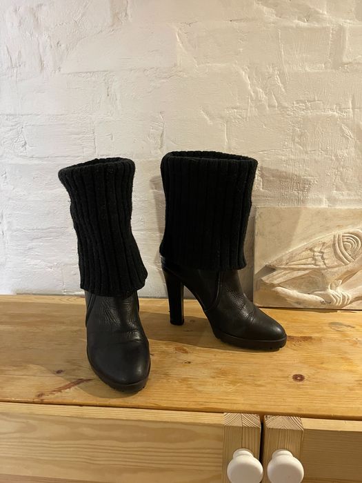 Сапожки на каблуке кожанные 35-36 размера