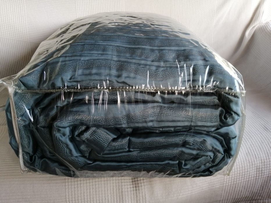 Colcha cama de casal azul 250x260cm Nova