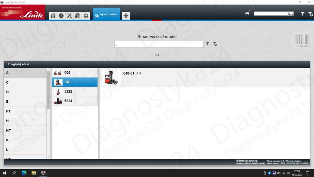 ZESTAW DIAGNOSTYCZNY Linde Wózki Widłowe + Katalogi Części Full ASO PL
