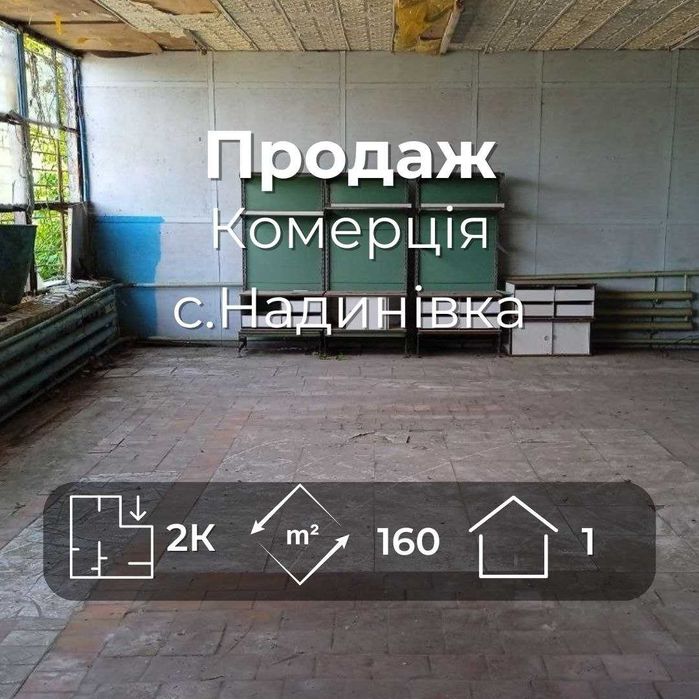 Нежитлове приміщення 160 м² у центрі села Надинівка під магазин склад виробництво RD