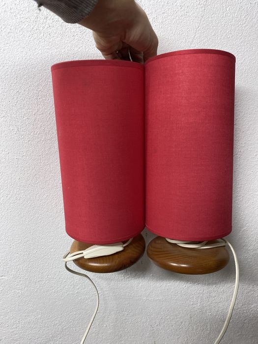 2x Candeeiro c abajur vermelho vintage
