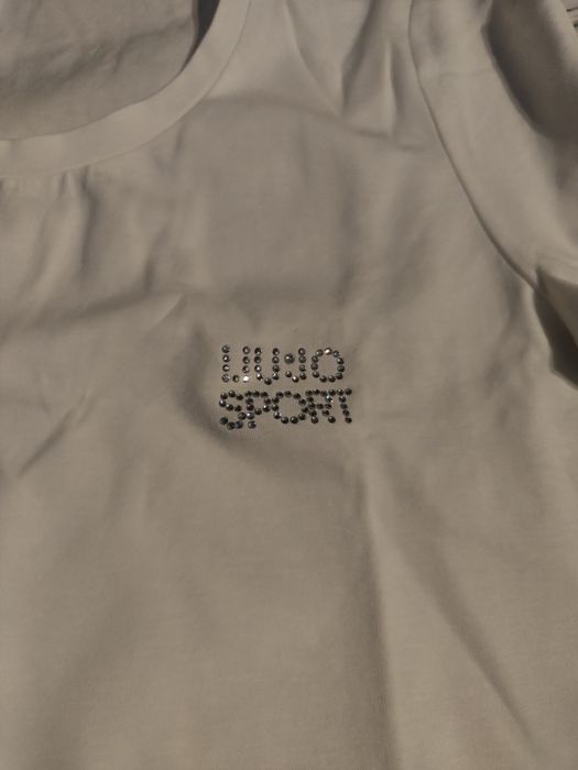 Biały t-shirt Liu Jo Sport cyrkonie