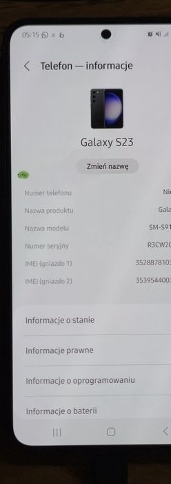 Smartfon Samsung Galaxy S23 8/128GB 6,1" czarny, zablokowane piksele