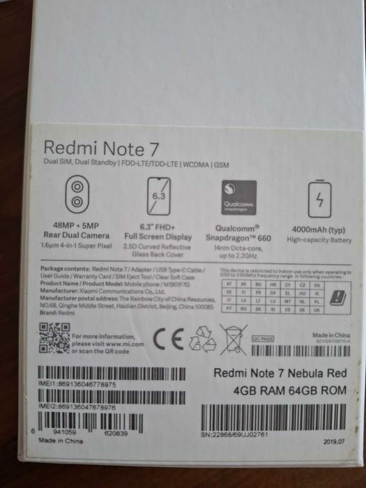 Мобільний телефон Xiaomi Redmi Note 7 Red 4/64