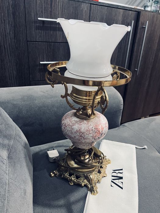 Piekna lampa antyk szklana