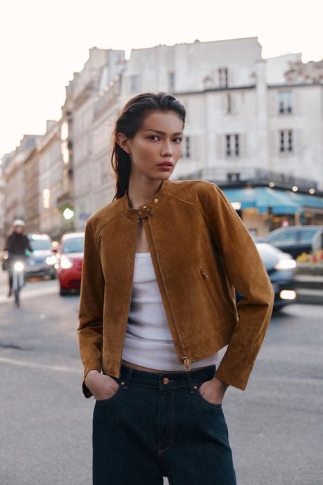 Blusão de pele genuína S (novo)