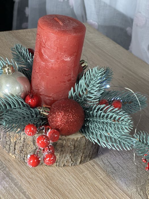 Свічник новорічний підсвічник різдво свічки подарунок декор шишки