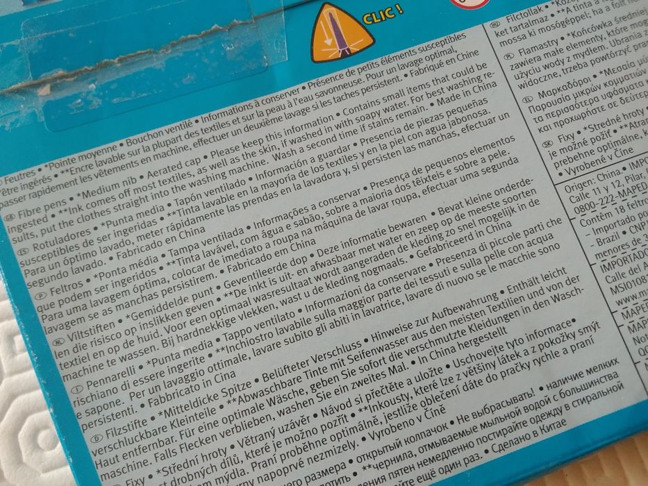 Papelaria: 18 Canetas de Feltro MAPED Ponta Média Média, tinta lavável