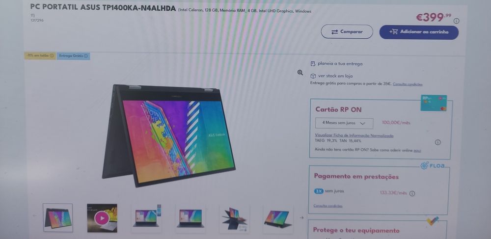 Portátil ASUS vivobook Flip TP1400KA-N4ALHDAX2